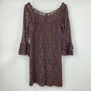 Vintage Kelly & Diane Whimsigoth Bell Sleeve Sheer Lace‎ Lined Y2K Dress 10